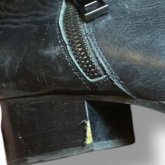 Jeffrey Campbell Black Leather Ankle Booties 8.5 Zip Chunky Heel Boots - Picture 7 of 8